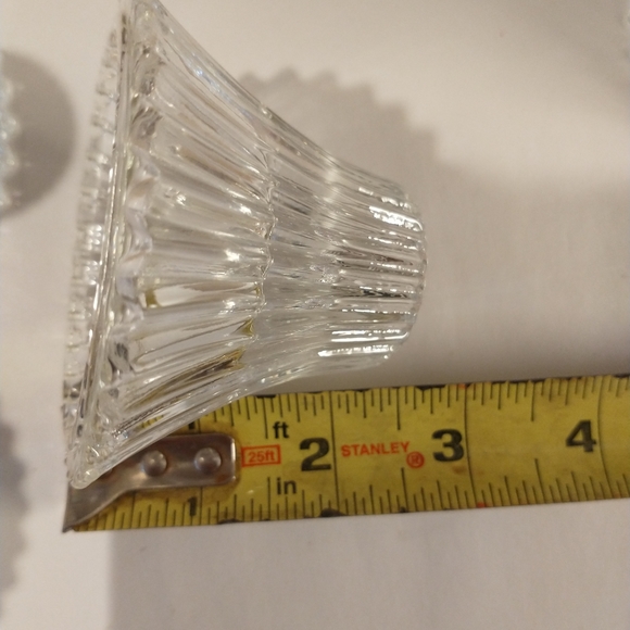 Set of 4 crystal ribbed tapered candle/votive holders - Picture 6 of 8